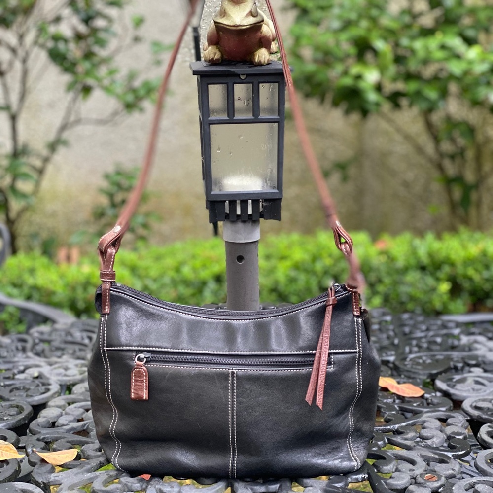 Tignanello Black and Brown Shoulder Bag - Picture 1 of 8